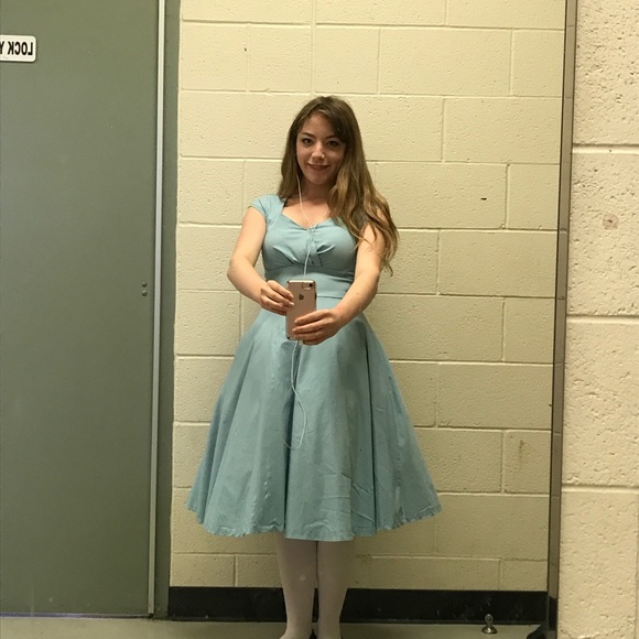 Vintage 50s dress blue - Picture 2 of 3